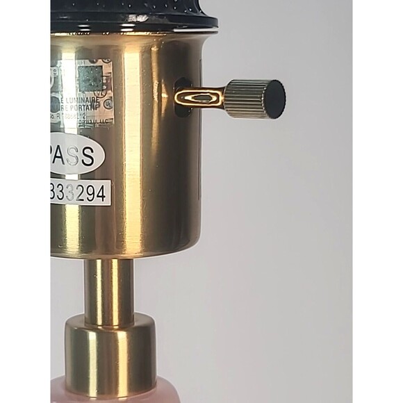 Pink Glass Art Deco Style Tall Cylinder Table Lamp Gold Hardware Tested- Works - Picture 3 of 7